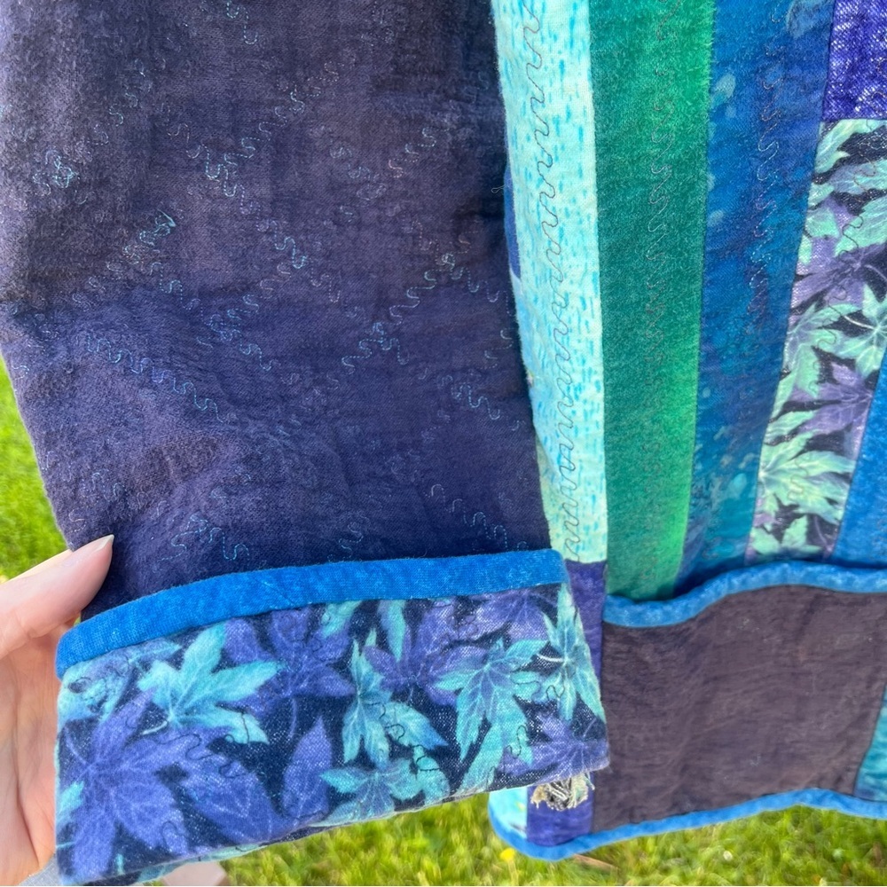 Patchwork Blue and Green Women's Jacket - Picture 5 of 5